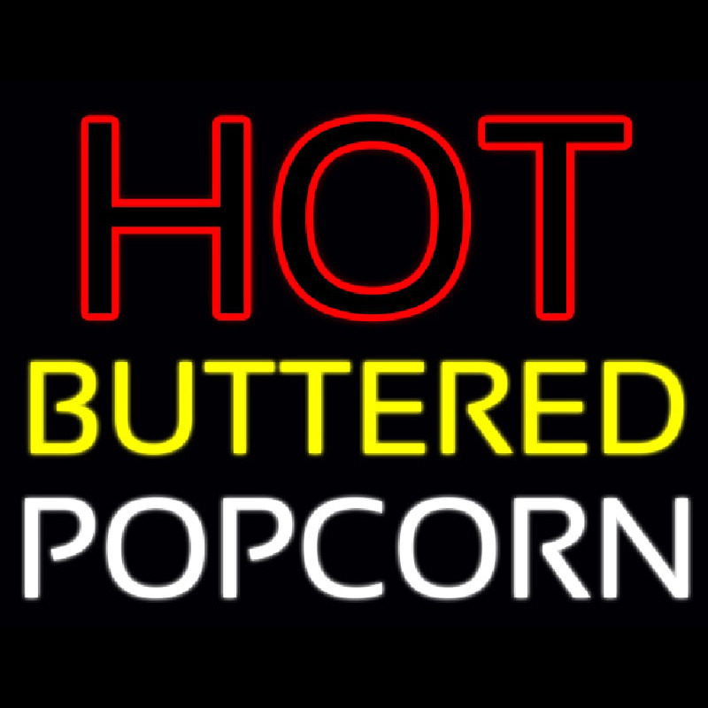 Red Hot Yellow Buttered White Popcorn Neonskylt