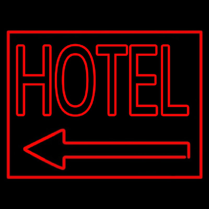 Red Hotel With Arrow Neonskylt