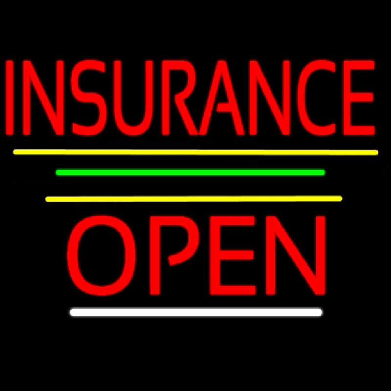 Red Insurance Open Yellow Line Neonskylt