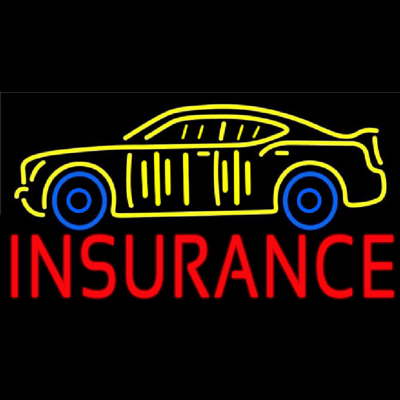 Red Insurance Yellow Car Logo Neonskylt