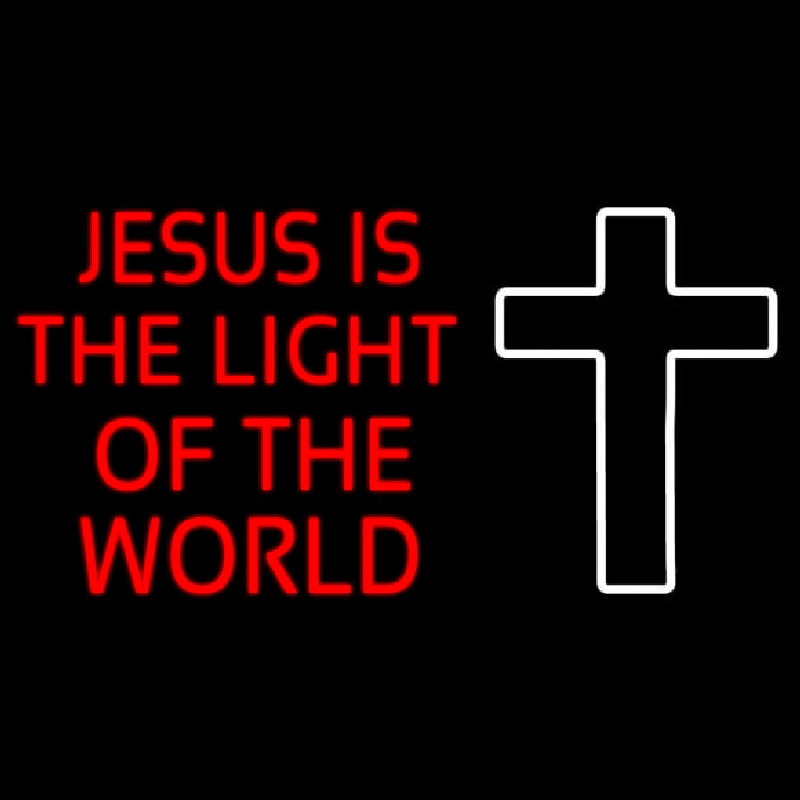Red Jesus Is The Light Of The World Neonskylt