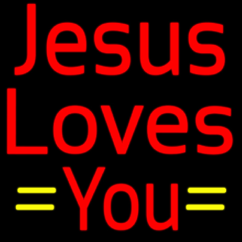 Red Jesus Loves You Neonskylt