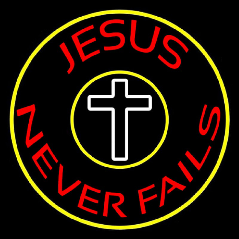 Red Jesus Never Fails With Border Neonskylt