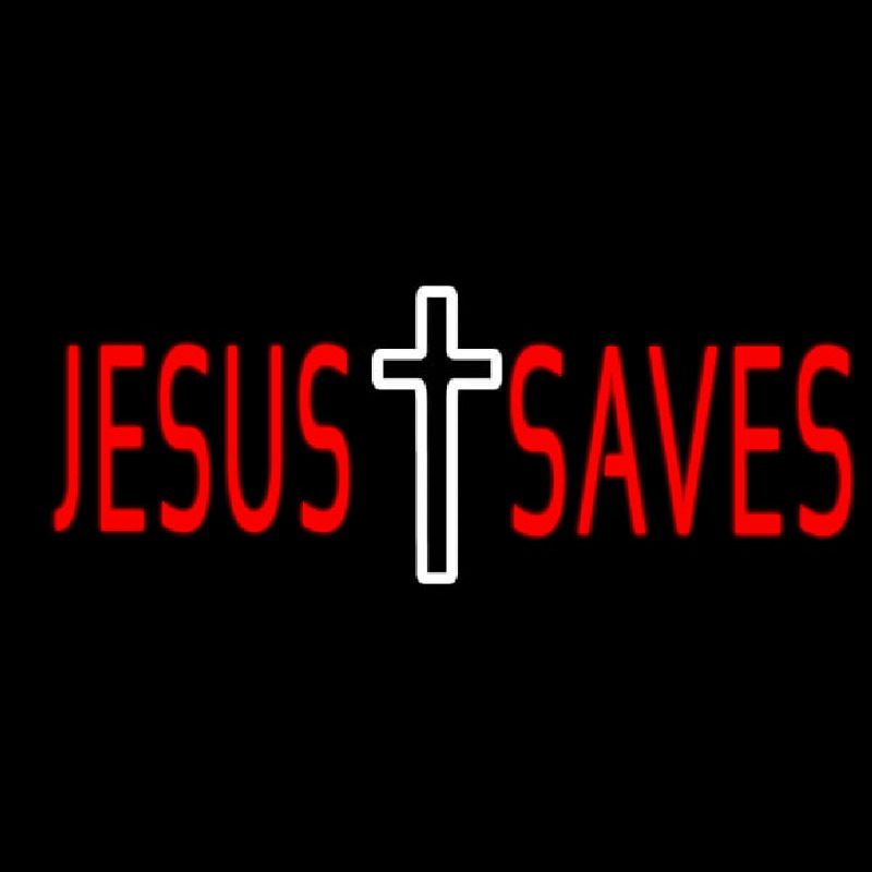 Red Jesus Saves Neonskylt