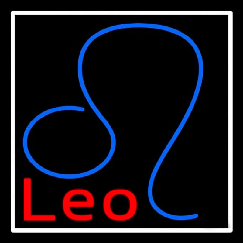 Red Leo Zodiac White Border Neonskylt