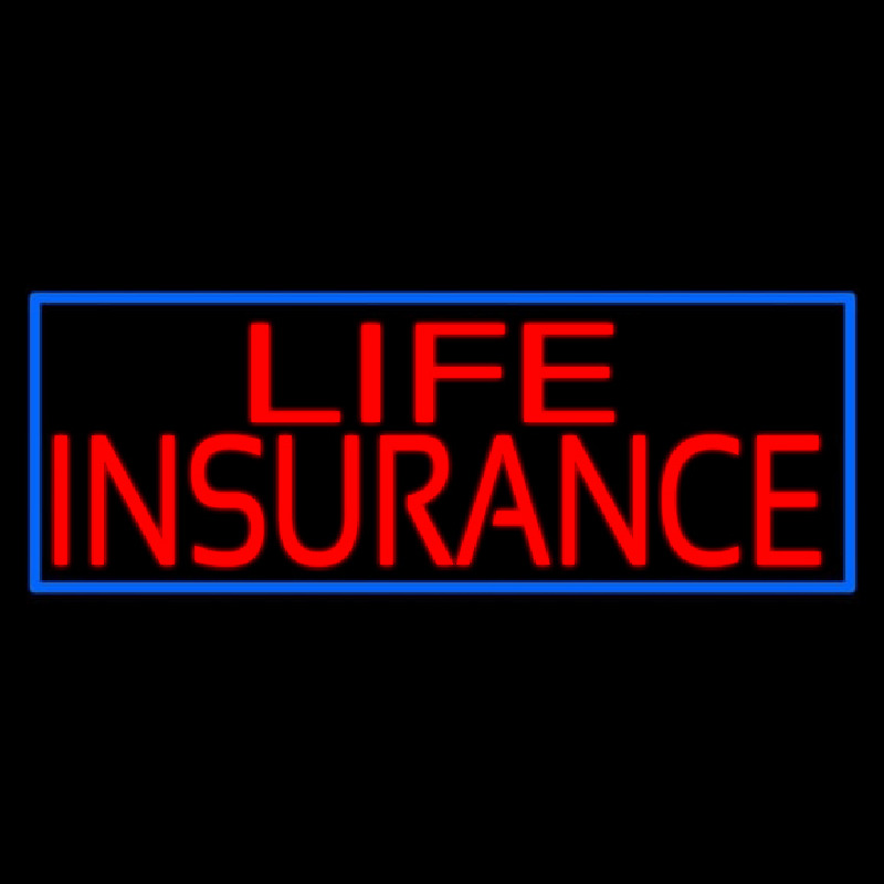 Red Life Insurance Blue Border Neonskylt