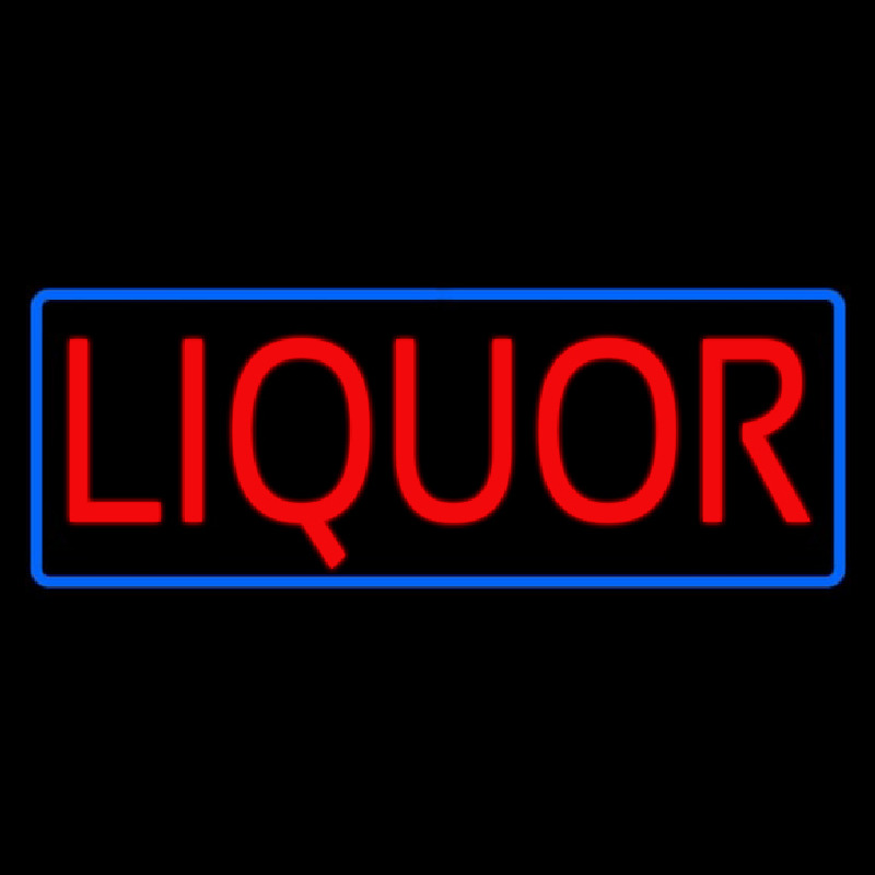 Red Liquor Blue Border Neonskylt