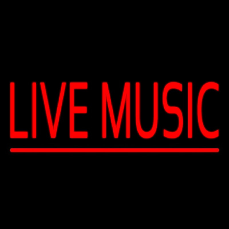 Red Live Music Block Neonskylt