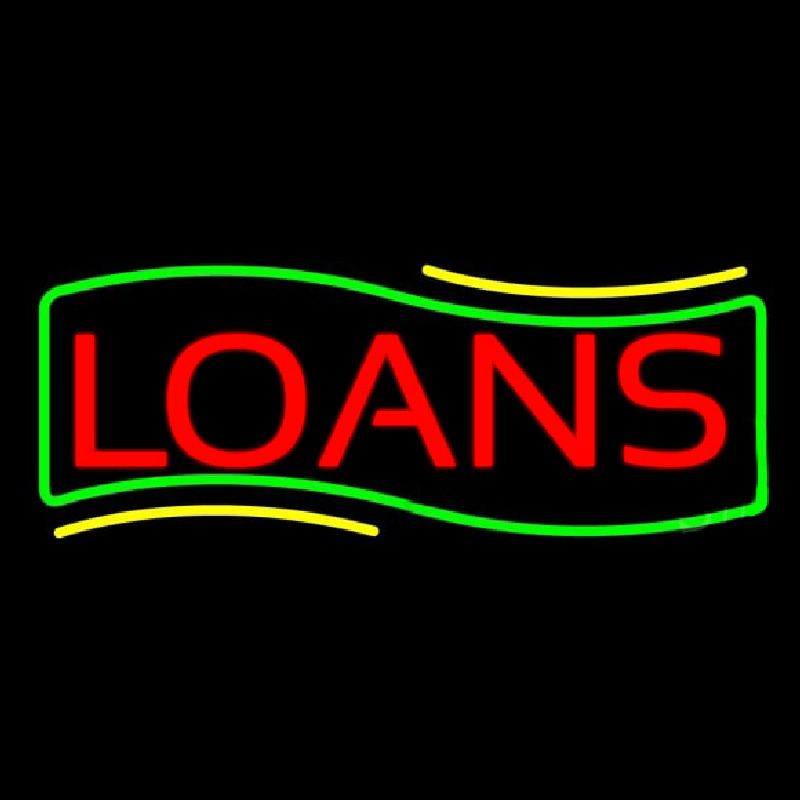 Red Loans Green Border Neonskylt