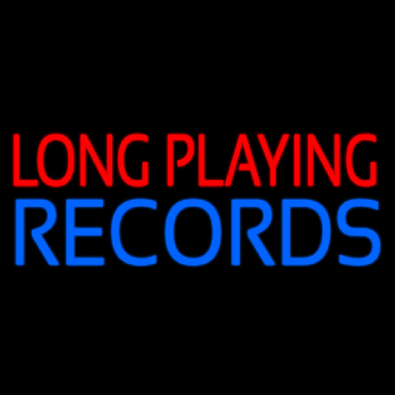 Red Long Playing Blue Records Block 1 Neonskylt