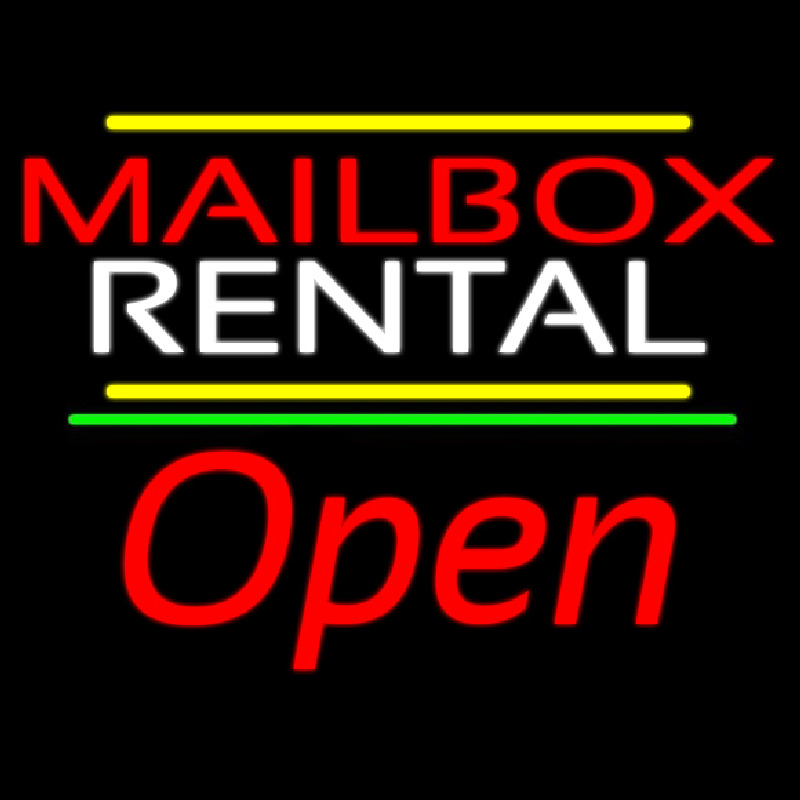 Red Mailbo  Blue Rental Open 2 Neonskylt