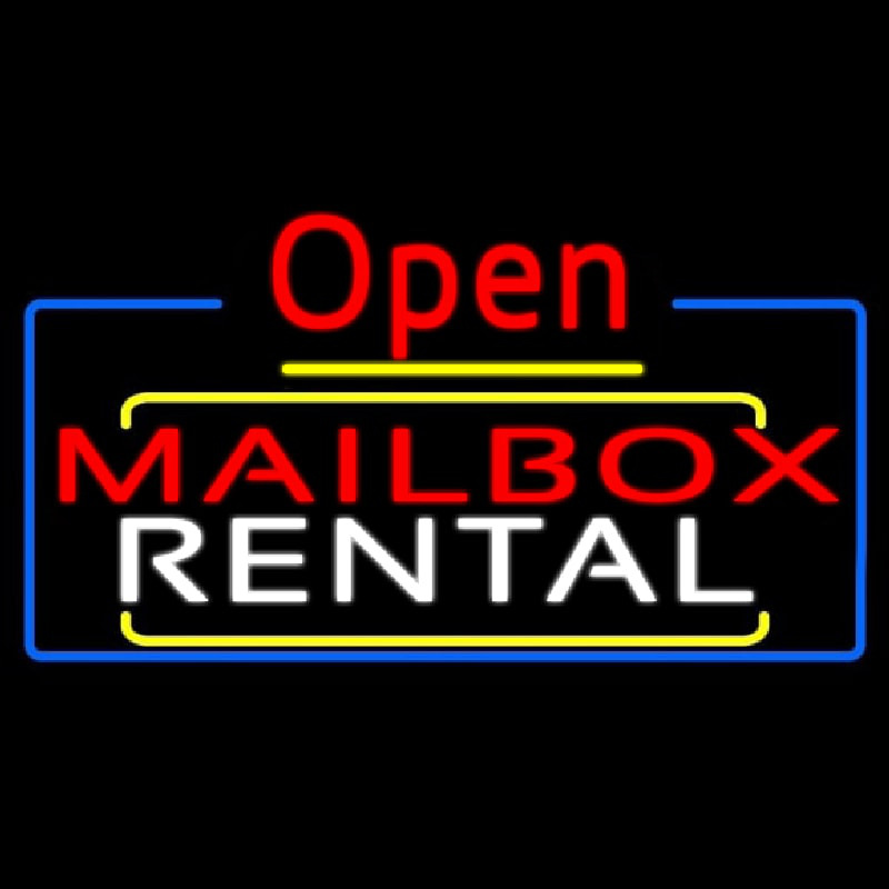Red Mailbo  Blue Rental Open 4 Neonskylt