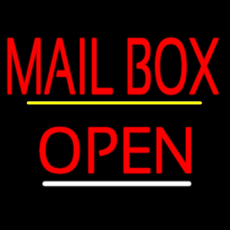 Red Mailbo  Open Yellow Line Neonskylt