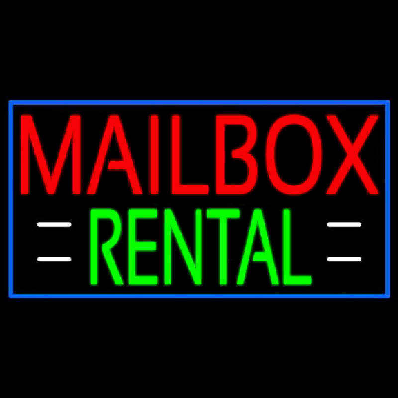 Red Mailbo  Rental With White Line 2 Neonskylt