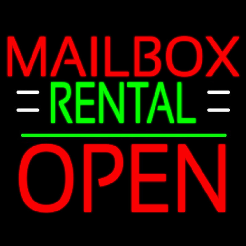 Red Mailbo  Rental With White Line Open 1 Neonskylt