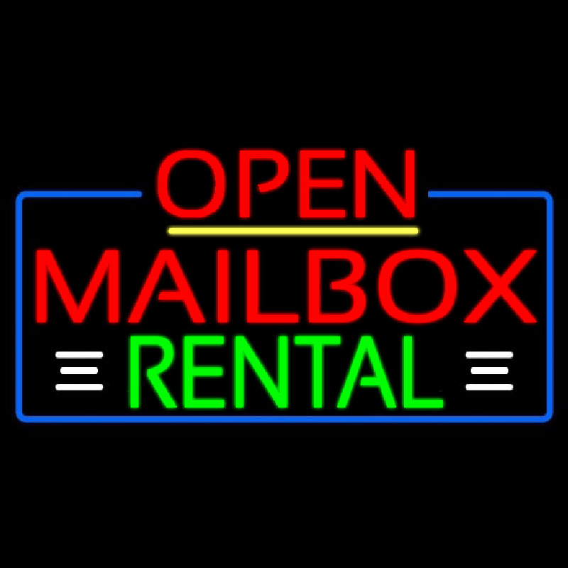 Red Mailbo  Rental With White Line Open 4 Neonskylt