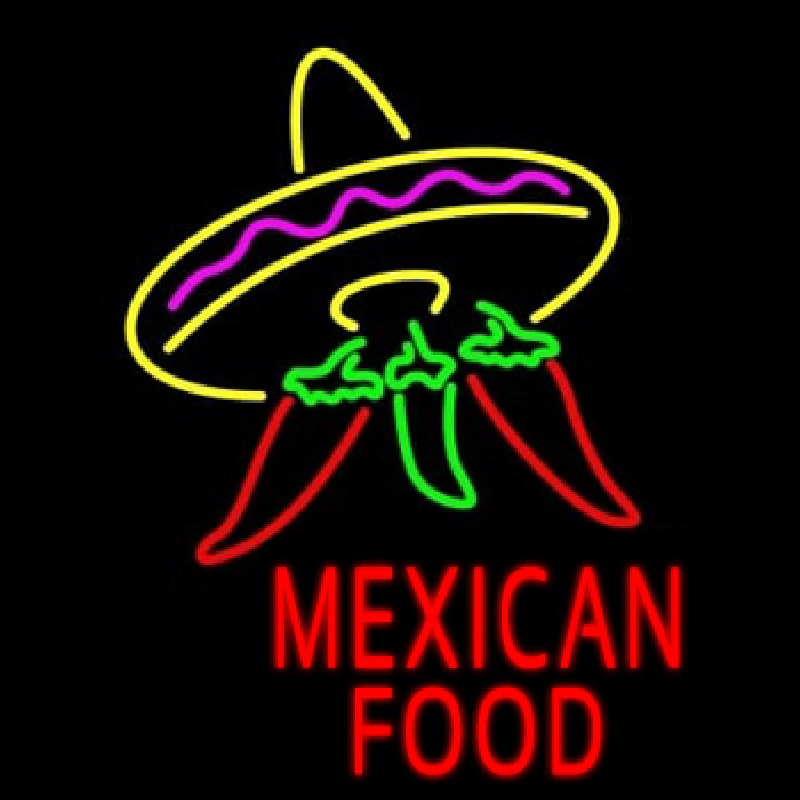 Red Mexican Food Logo Neonskylt
