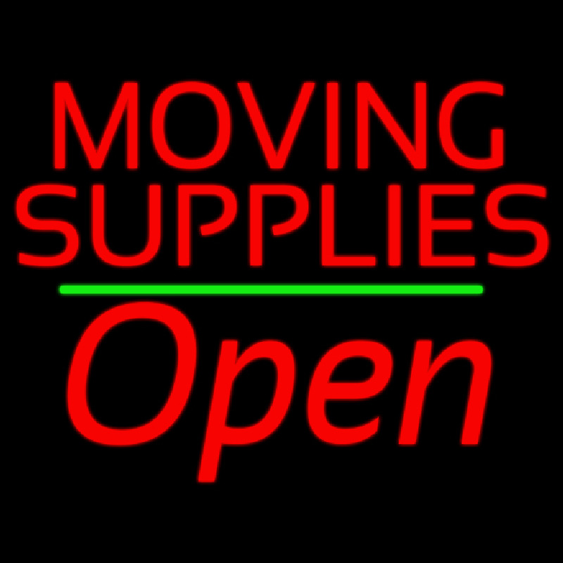 Red Moving Supplies Open Green Line 1 Neonskylt