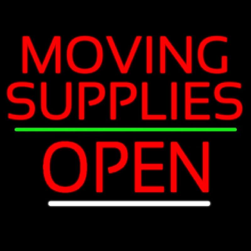 Red Moving Supplies Open Green Line 3 Neonskylt