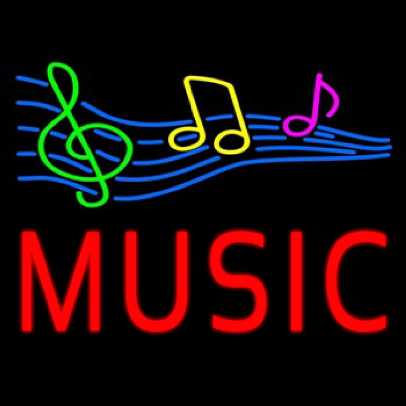 Red Music With Musical Notes Neonskylt