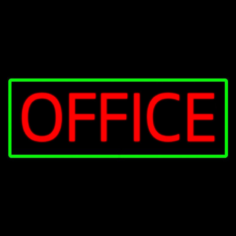 Red Office Green Border Neonskylt