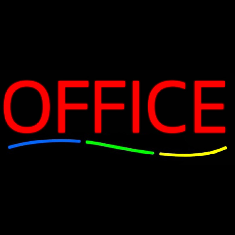 Red Office Multi Colored Line Neonskylt