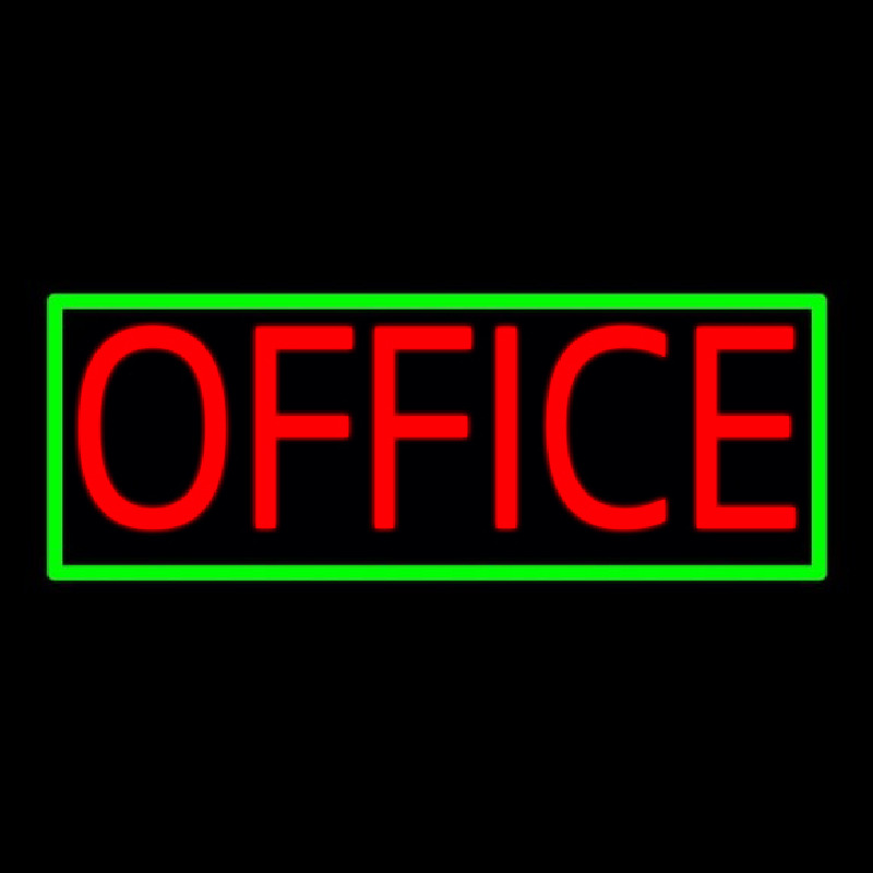 Red Office With Green Border Neonskylt