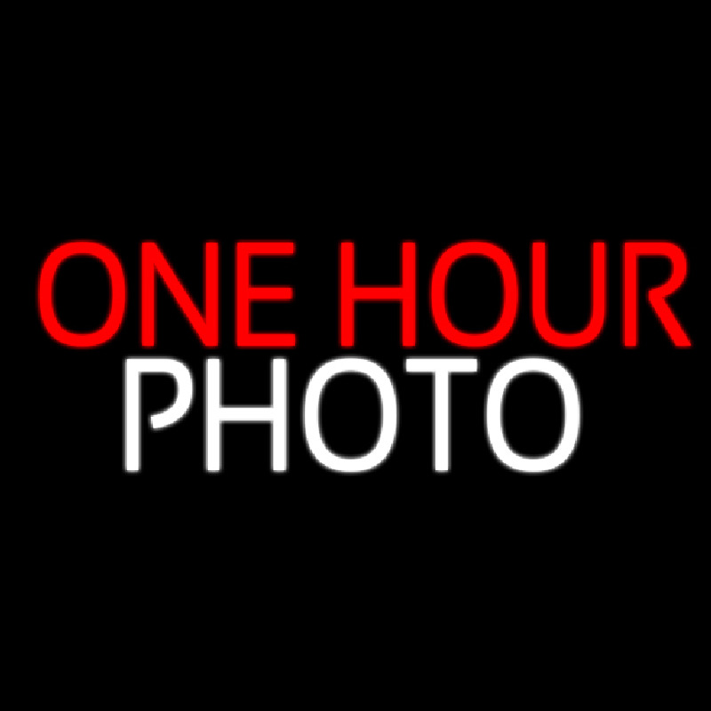 Red One Hour Photo Block Neonskylt