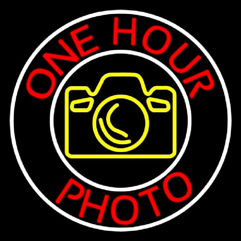 Red One Hour Photo Neonskylt