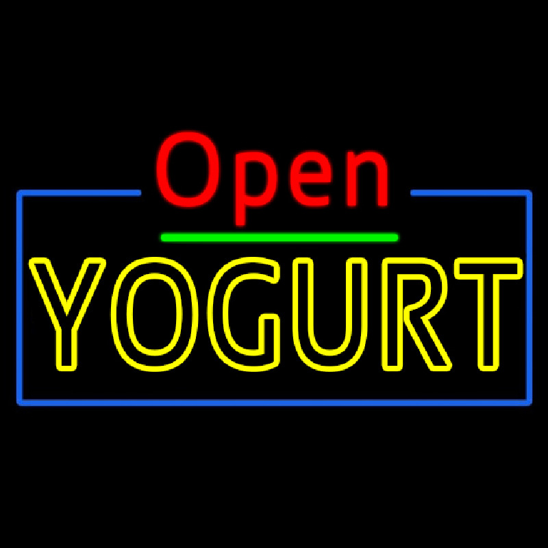 Red Open Double Stroke Yogurt Neonskylt
