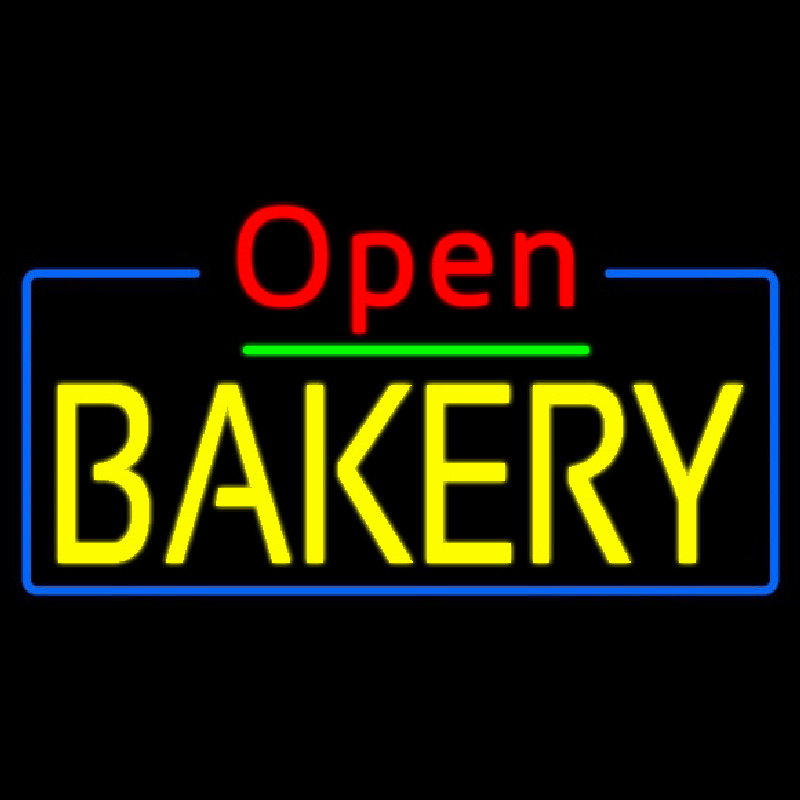 Red Open Yellow Bakery Neonskylt