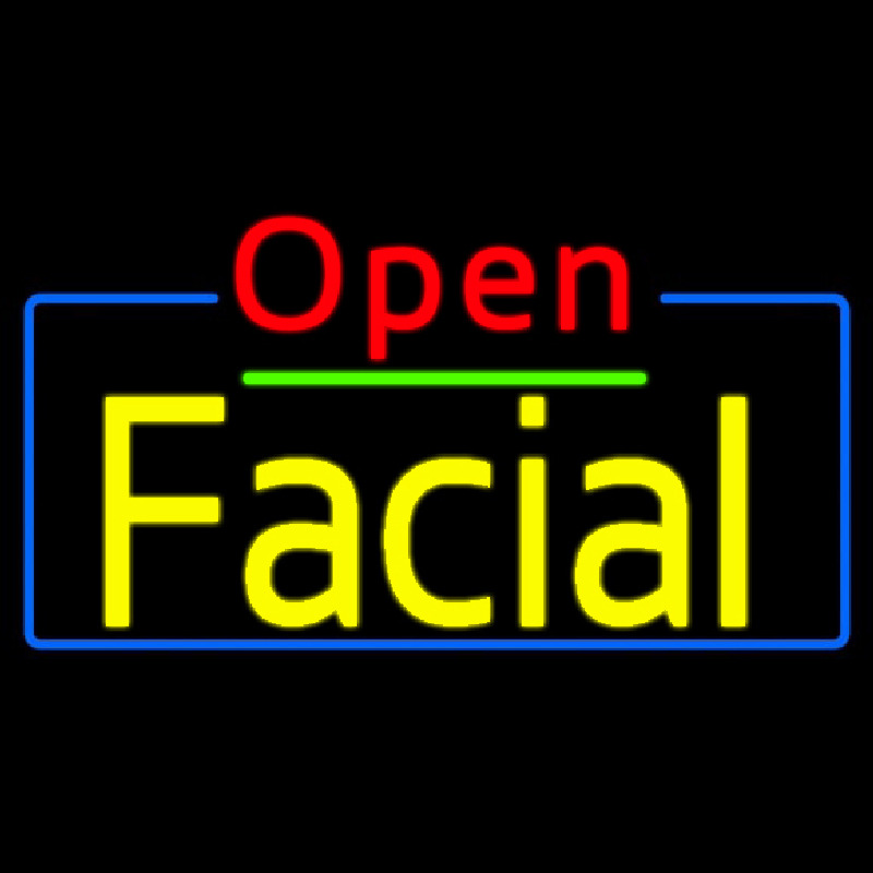 Red Open Yellow Facial Neonskylt