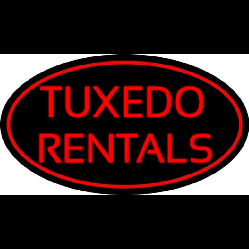 Red Oval Tu edo Rentals Neonskylt