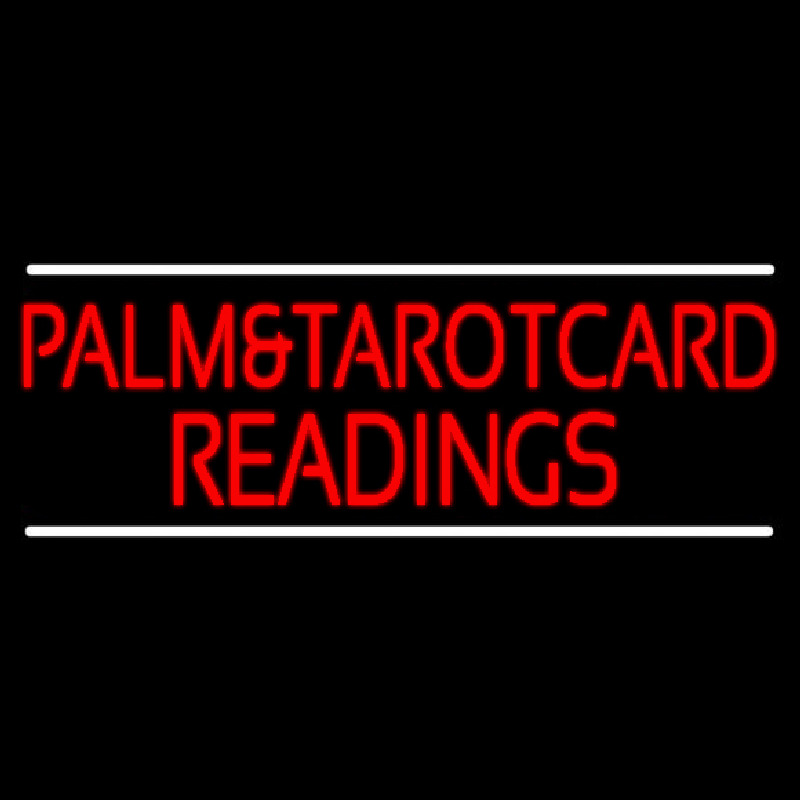 Red Palm And Tarot Card Readings White Line Neonskylt