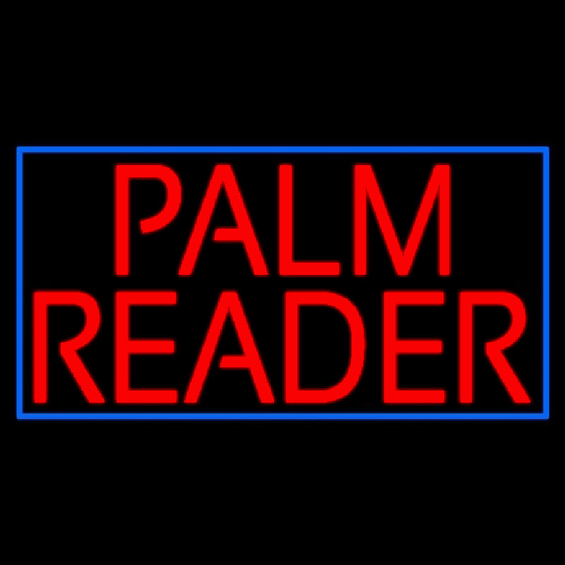 Red Palm Reader Block Blue Border Neonskylt