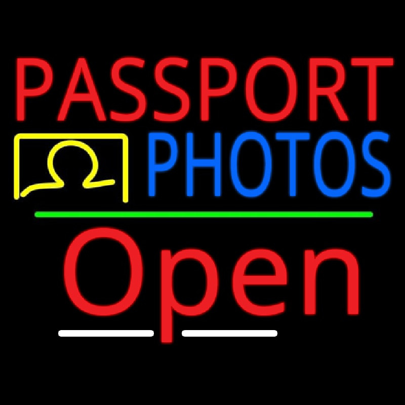 Red Passport Blue Photos With Open 3 Neonskylt