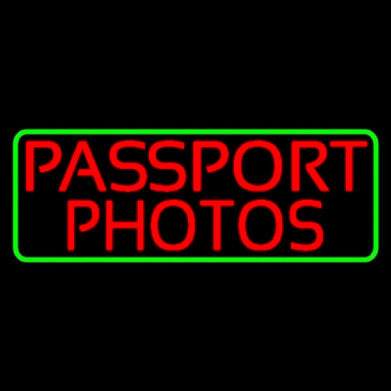 Red Passport Photos Border Neonskylt
