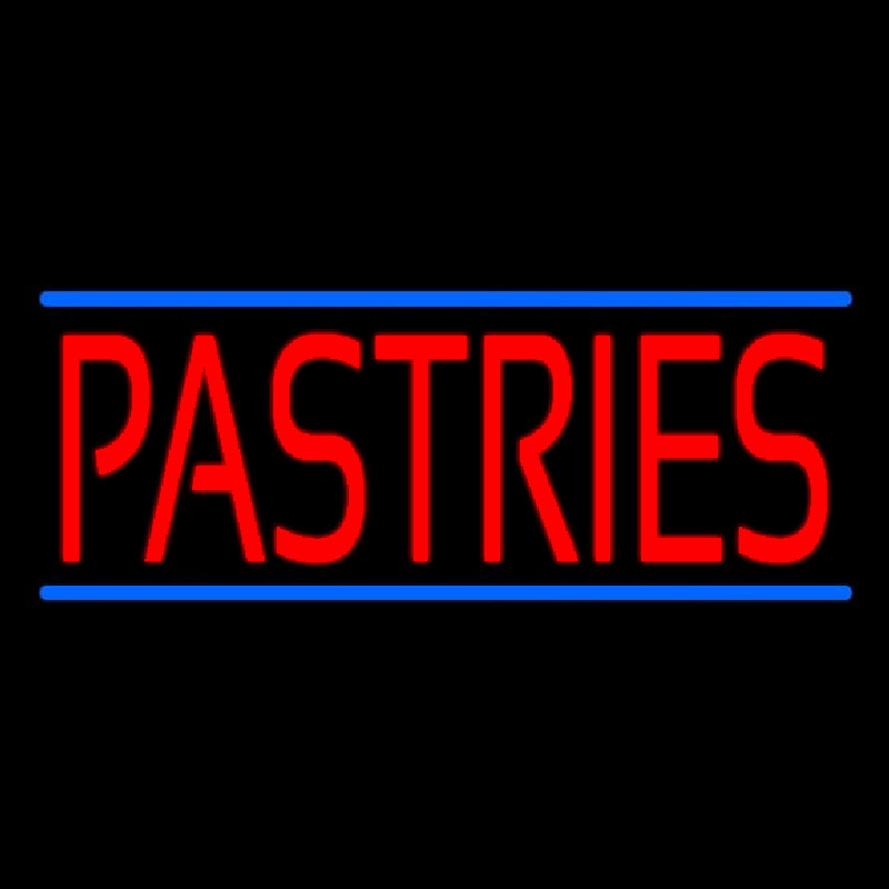 Red Pastries Blue Border Neonskylt