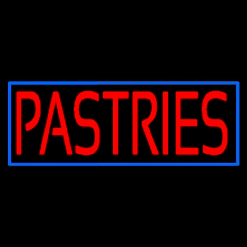 Red Pastries Blue Border Neonskylt