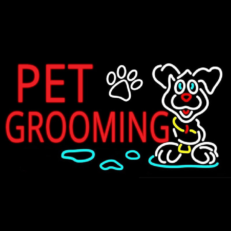Red Pet Grooming Neonskylt