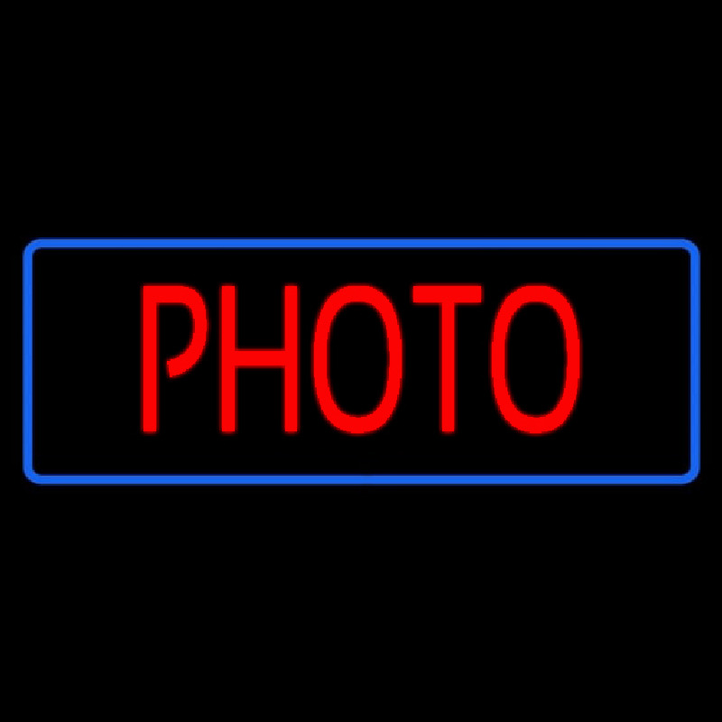 Red Photo Blue Border Neonskylt