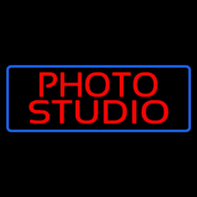 Red Photo Studio Blue Border Neonskylt