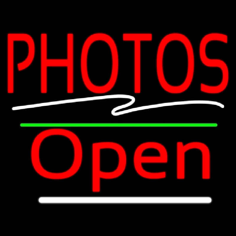 Red Photos Block With Open 3 Neonskylt