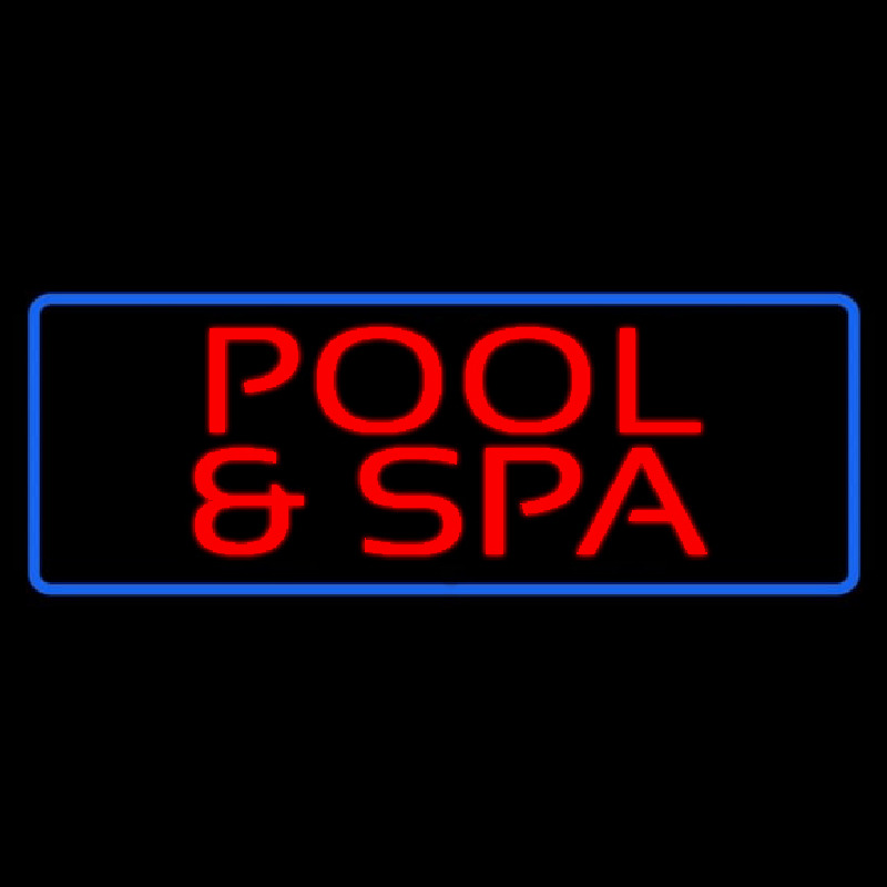 Red Pool And Spa Blue Border Neonskylt