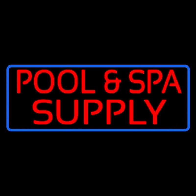 Red Pool And Spa Supply With Blue Border Neonskylt
