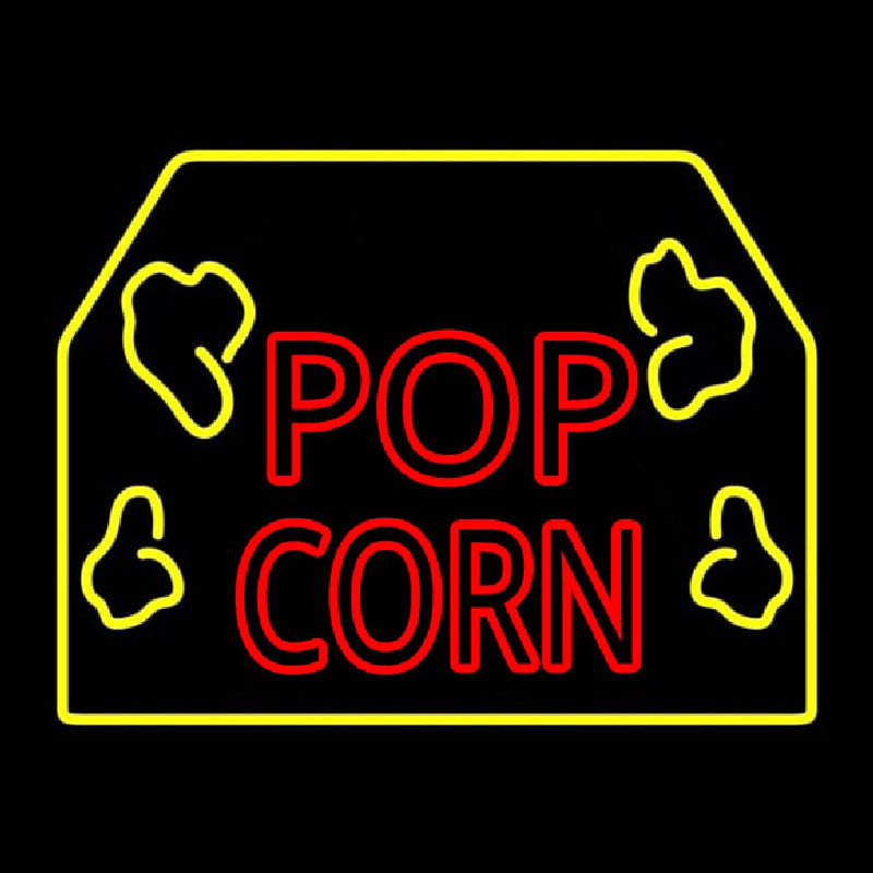 Red Popcorn Logo With Border Neonskylt