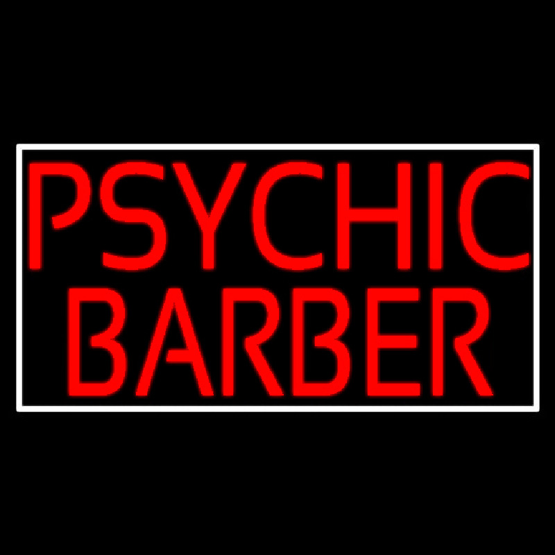 Red Psychic Barber With Border Neonskylt