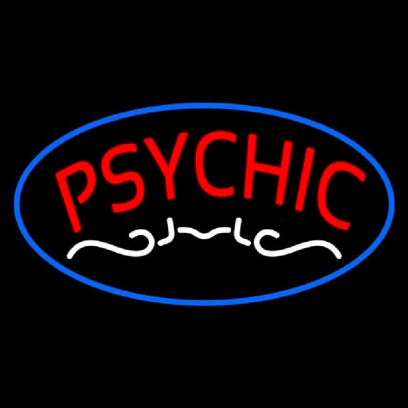 Red Psychic Blue Border Neonskylt