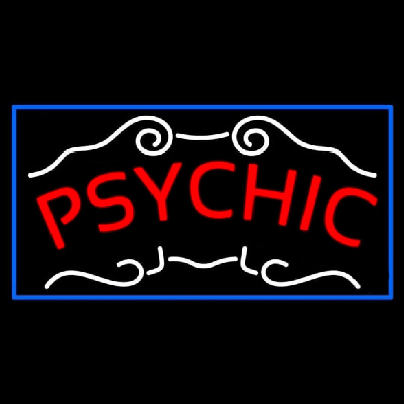 Red Psychic Blue Border Neonskylt