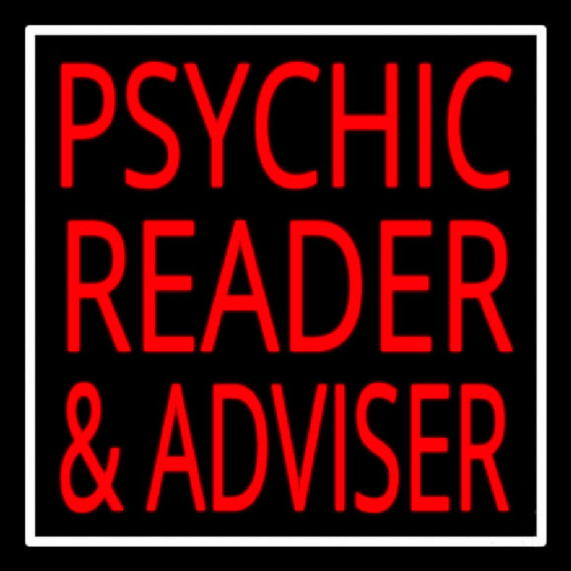 Red Psychic Reader And Advisor With Border Neonskylt